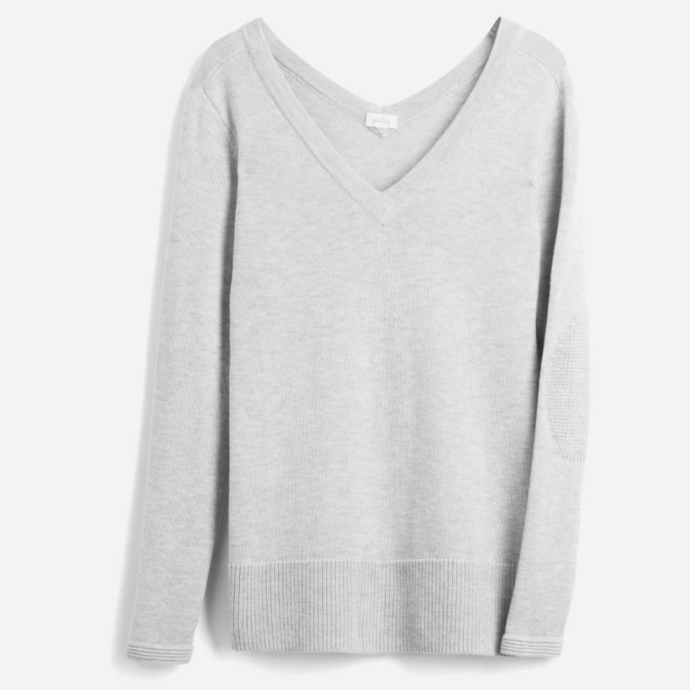 Women’s gray colored, textured v-neck sweater